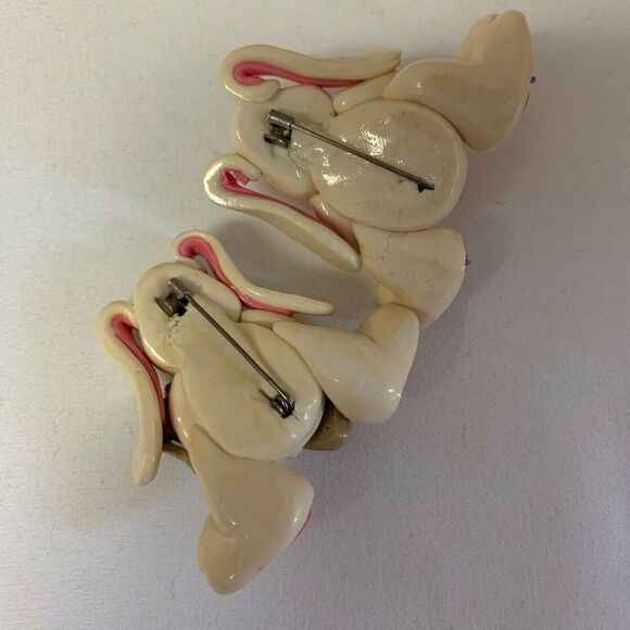 Vintage lot of 2 Easter Bunny Rabbit Brooch Pin - Picture 7 of 8